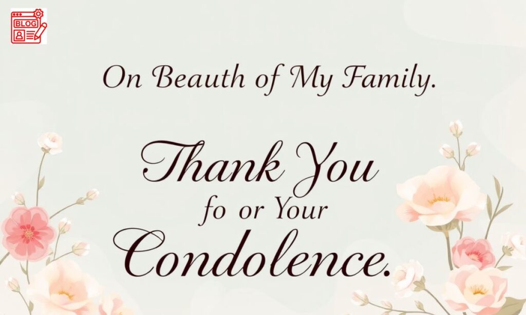 On Behalf of My Family, Thank You for Your Condolences